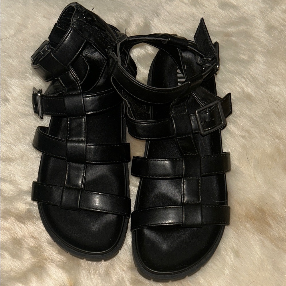 MIA Black Strappy Sandals with Buckles